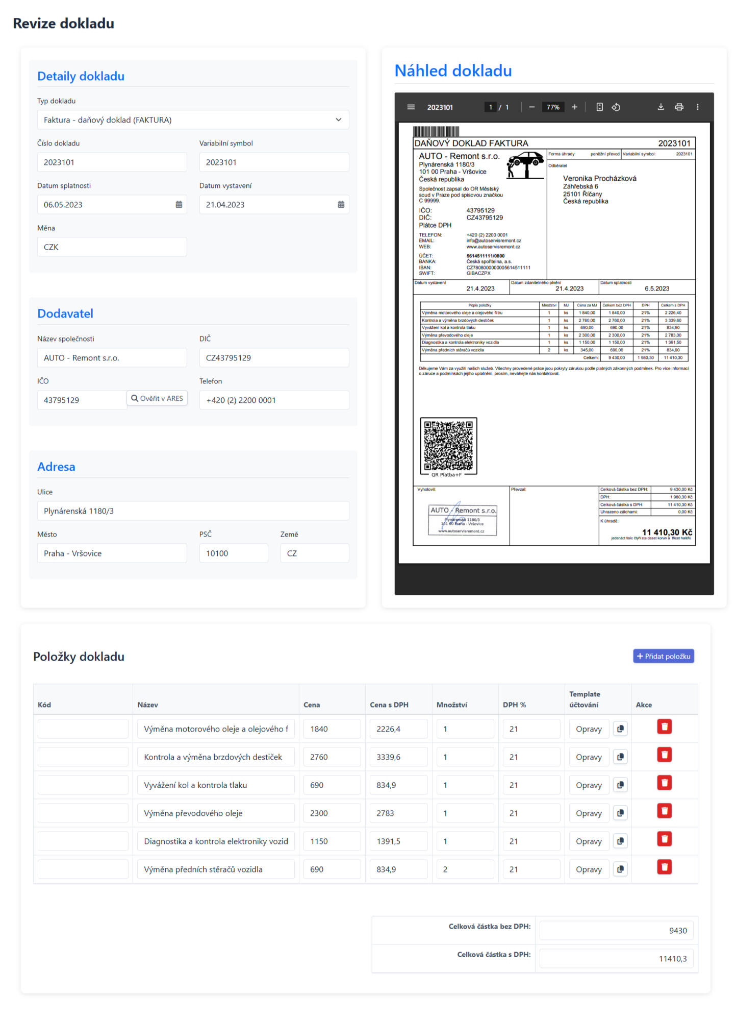 Ukázka aplikace Data Miner - Revize dokladu Ukázka aplikace Data Miner - Revize dokladu